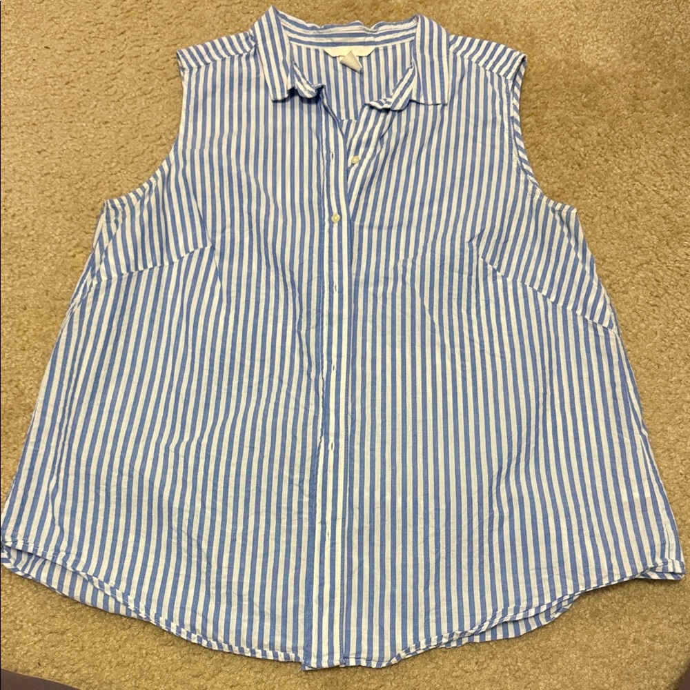 H&M Blue and White Striped Top